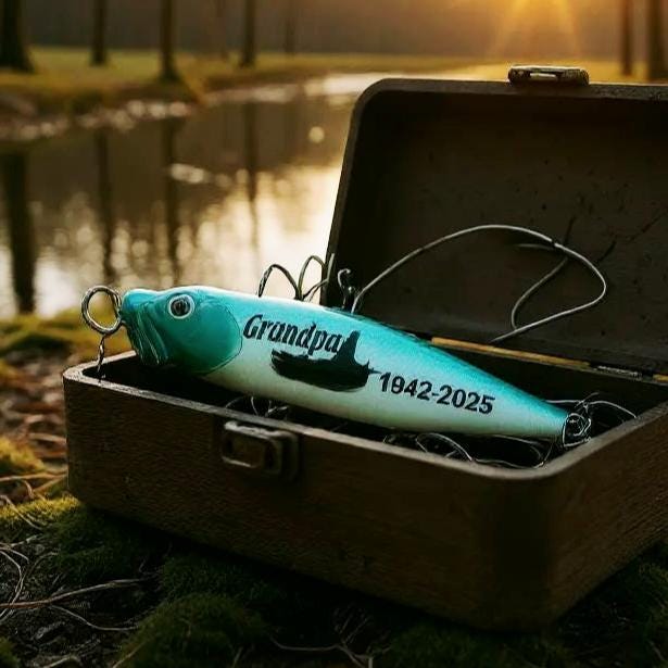 Custom Grandpa Memorial Fishing Lure: personalized Keepsake for a lost loved grandparent