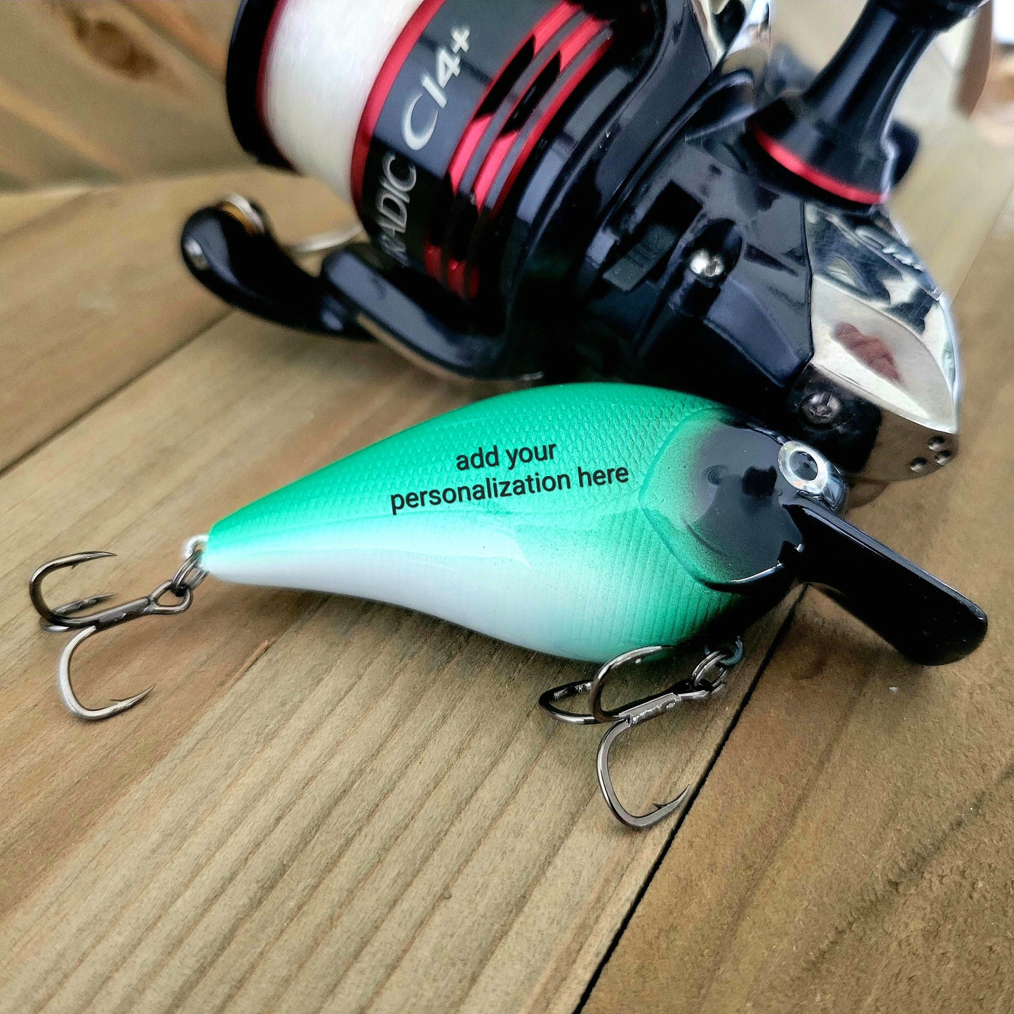 50th Birthday Fishing Gift | Personalized Black & Green Crankbait Lure
