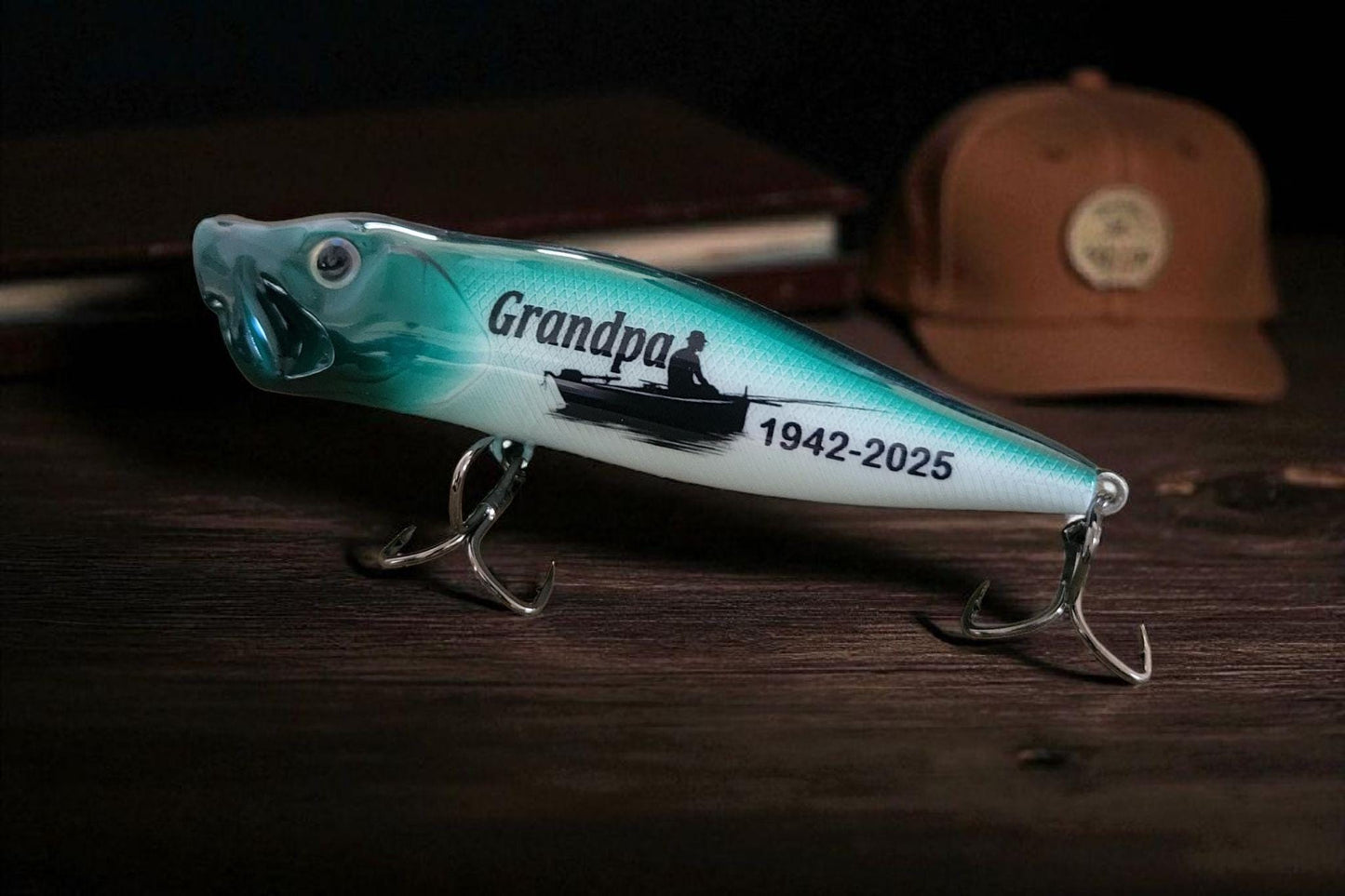 Custom Grandpa Memorial Fishing Lure: personalized Keepsake for a lost loved grandparent