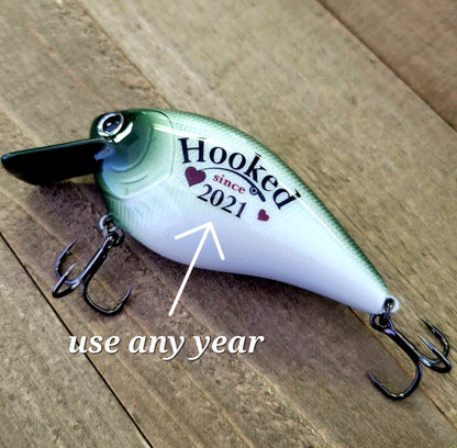 Anniversary Gift for a Husband who loves to fish, Personalized Fishing Lure for a Boyfriend on your anniversary,  Custom Bass Fishing Lure