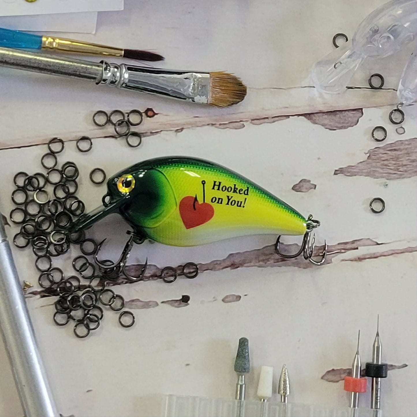 Personalized Logo Fishing Lure: "Hooked on You" Loved one Gift
