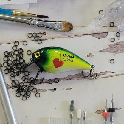 Personalized Logo Fishing Lure: "Hooked on You" Loved one Gift