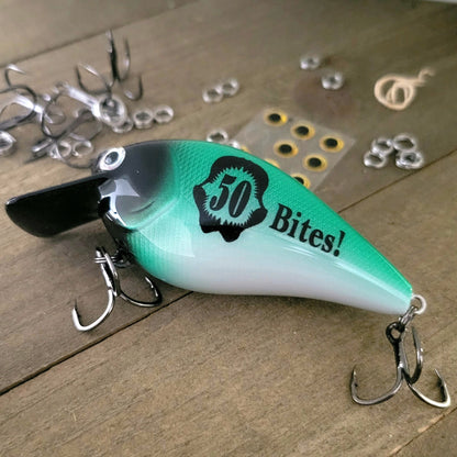 50th birthday personalized black and green crankbait fishing lure