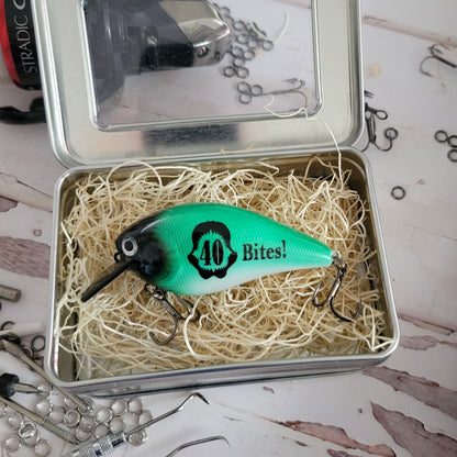 Personalized Custom Made Fishing Lure for a Guys 40th Birthday. Use any age