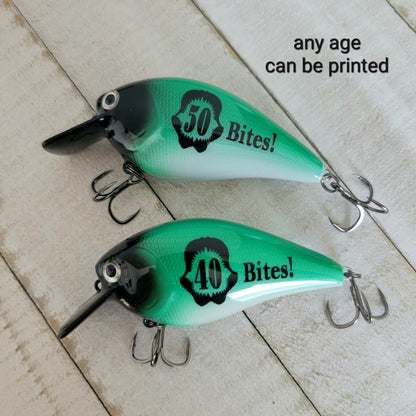 50th Birthday Fishing Gift | Personalized Black & Green Crankbait Lure