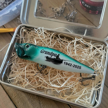 Custom Grandpa Memorial Fishing Lure: personalized Keepsake for a lost loved grandparent