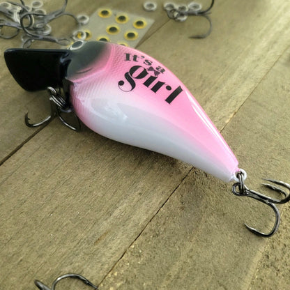 Custom Gender Reveal Fishing Lure - Pink or Blue Baby Announcement