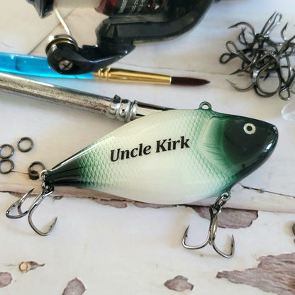 Custom Fishing Lure Personalized with Names  Dates  Handcrafted Gift for Fishermen  Great Bass Lure