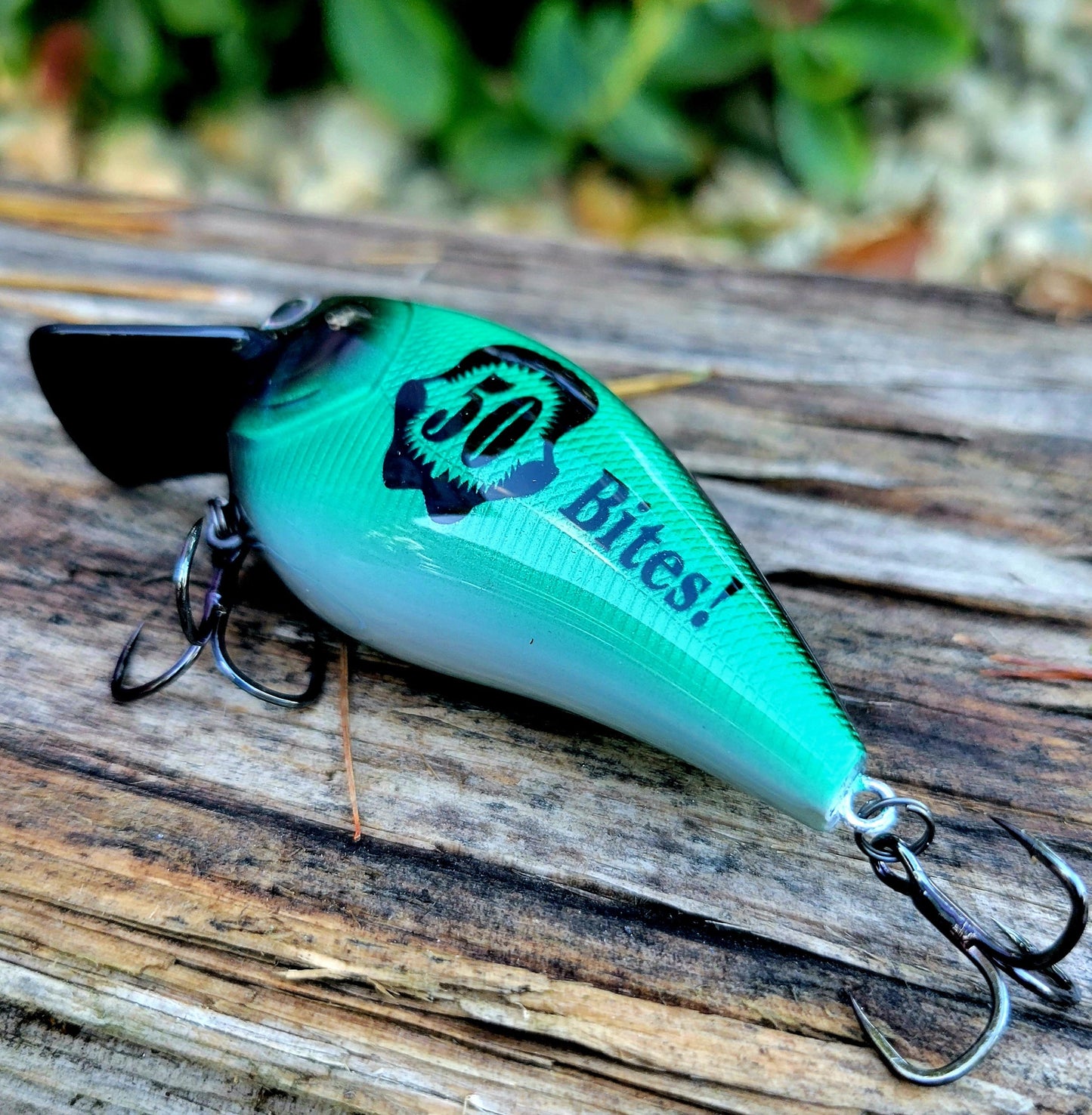 50th Birthday Fishing Gift | Personalized Black & Green Crankbait Lure