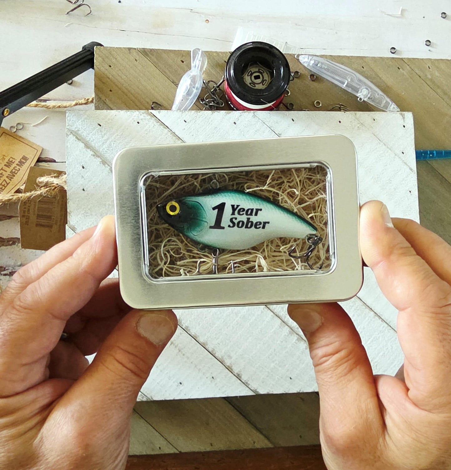 1 Year Sober Fishing Lure: Custom Sobriety Anniversary Gift