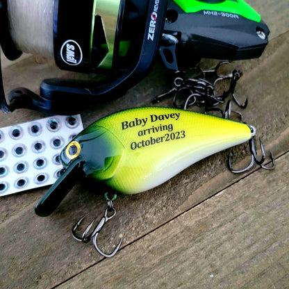 Personalized Fishing Lure: New Baby Announcement Gift for Poppy