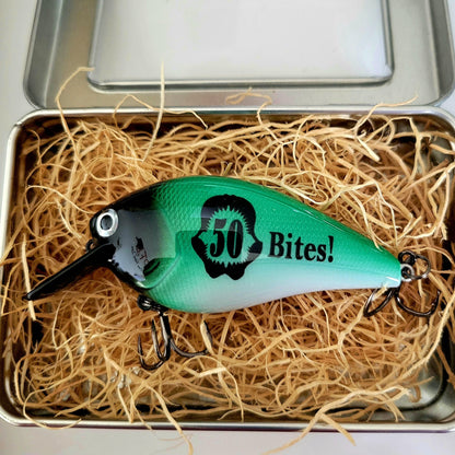 50th Birthday Fishing Gift | Personalized Black & Green Crankbait Lure