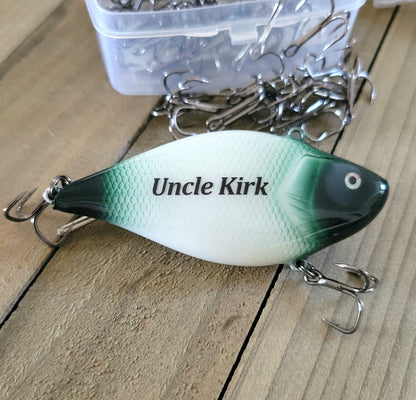 Custom Fishing Lure Personalized with Names  Dates  Handcrafted Gift for Fishermen  Great Bass Lure